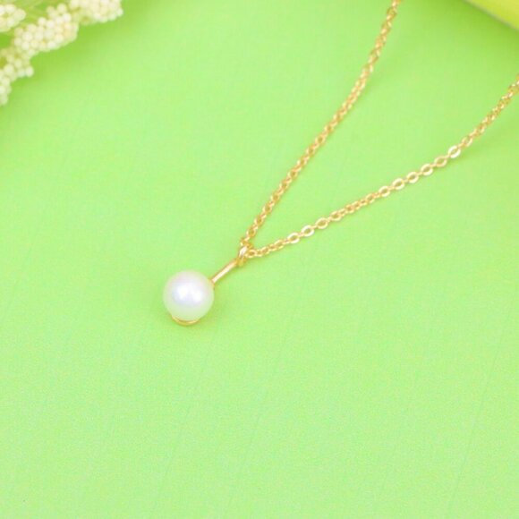 "Elegant Rose Gold Necklace with Pearl Drop and Adjustable Chain, XPNL1875 - Picture 3 of 14